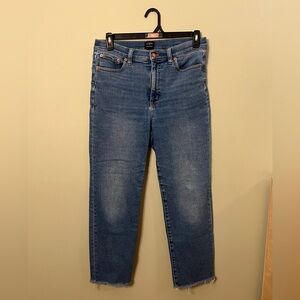 J. Crew Stovepipe Jeans Straight Leg Medium Wash Raw Hem Women Size 29